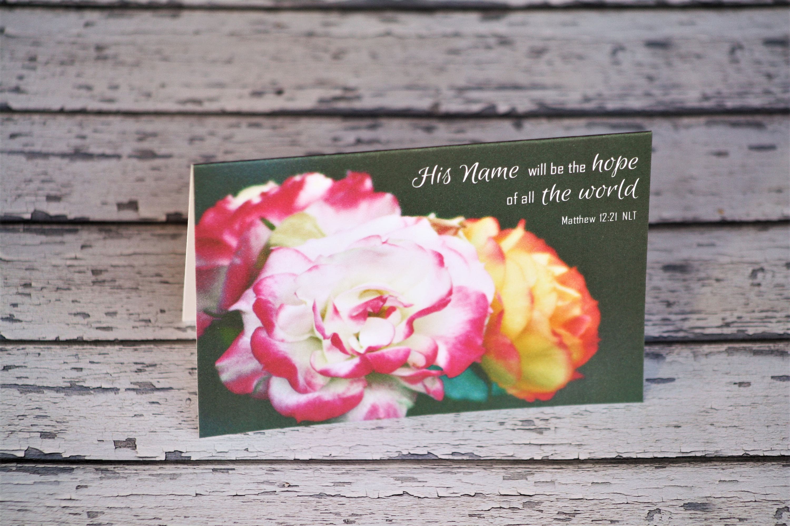 Printable Hope Bible Verse Card Rose Art Print Scripture Matthew 12:21 ...