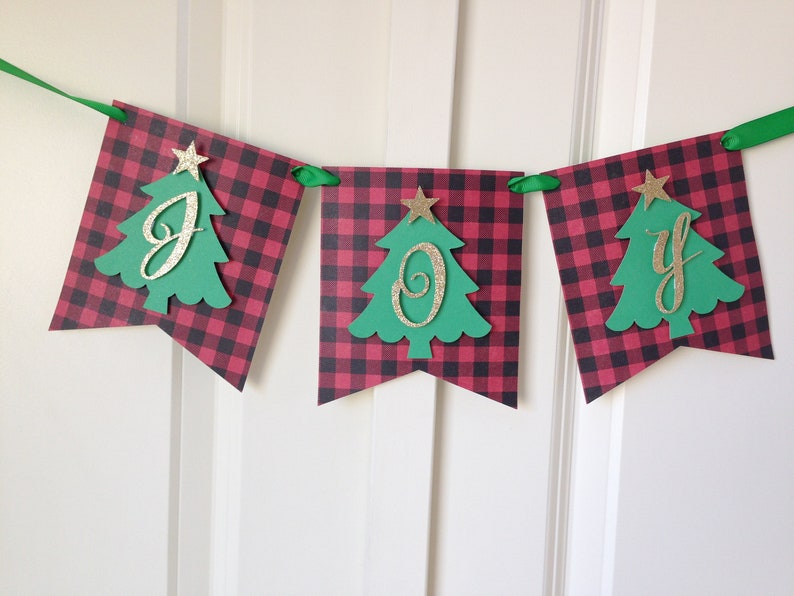 Buffalo plaid Christmas banner