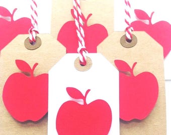 Red apple party favor tags/gift tags