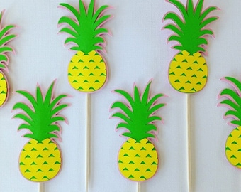 PRINTABLE Pineapple Tops Cupcake Toppers. Cupcake Toppers for Luau, Pineapple Party, Baby Shower ...