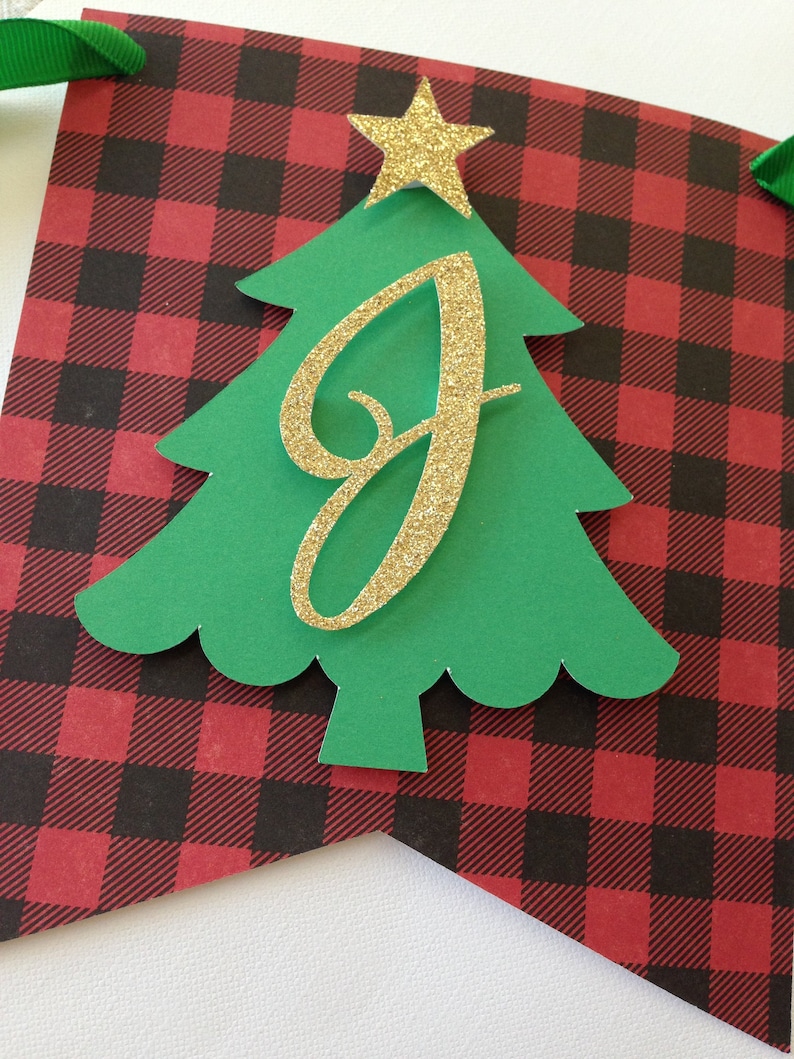 Buffalo plaid Christmas banner