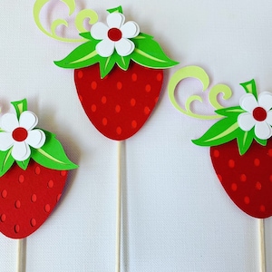 Strawberry cupcake toppers