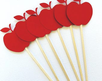 Red apple cupcake toppers
