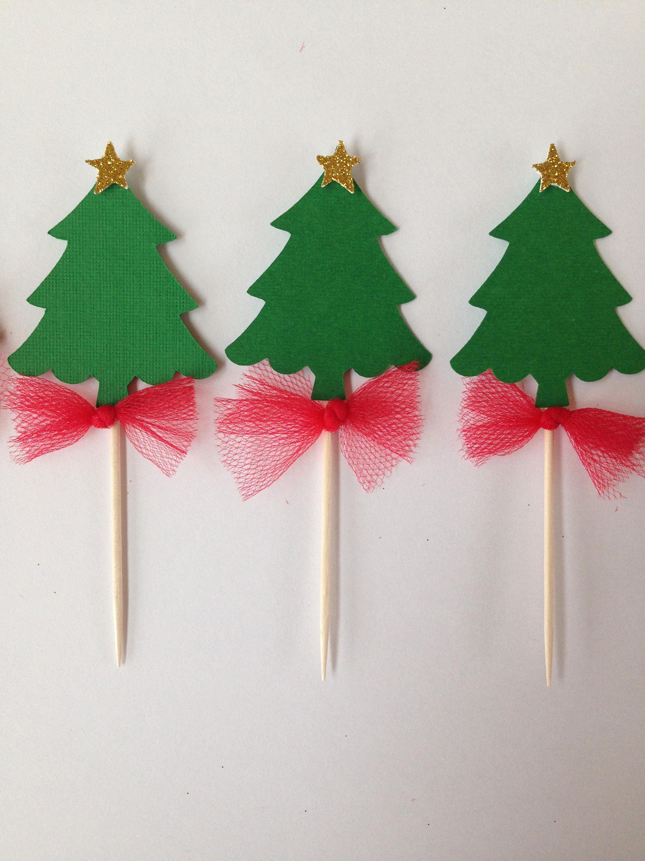 Christmas tree cupcake toppers Etsy