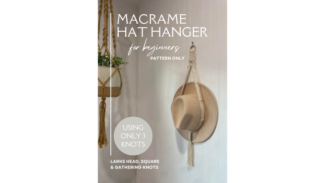 Macrame Cap Pattern Pdf Free Macrame Hat Hanger Pattern for Beginners | Easy DIY Boho Wall Decor ...