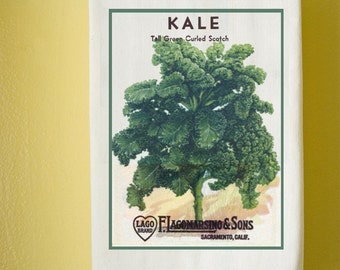 Vintage Seed Packet - Kale Dish Towel | Free Shipping | Housewarming Gift | Shower Gift | Wedding Gift