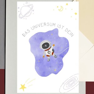 Glückwunschkarte für Kind Baby Grußkarte Astronaut Weltraum Postkarte Wunschkarte Astronaut Weltraum