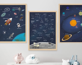 3er ensemble de posters du système solaire en français affiche d'éducation poster de l'univers planètes étoiles