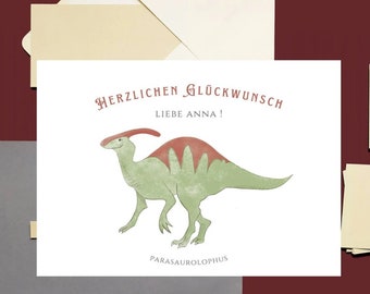 Personalized Birthday Card for Baby Child Dino Greeting Card Paul Leon Luis Luca Emilia Emma Noah Dinosaur Greeting Card