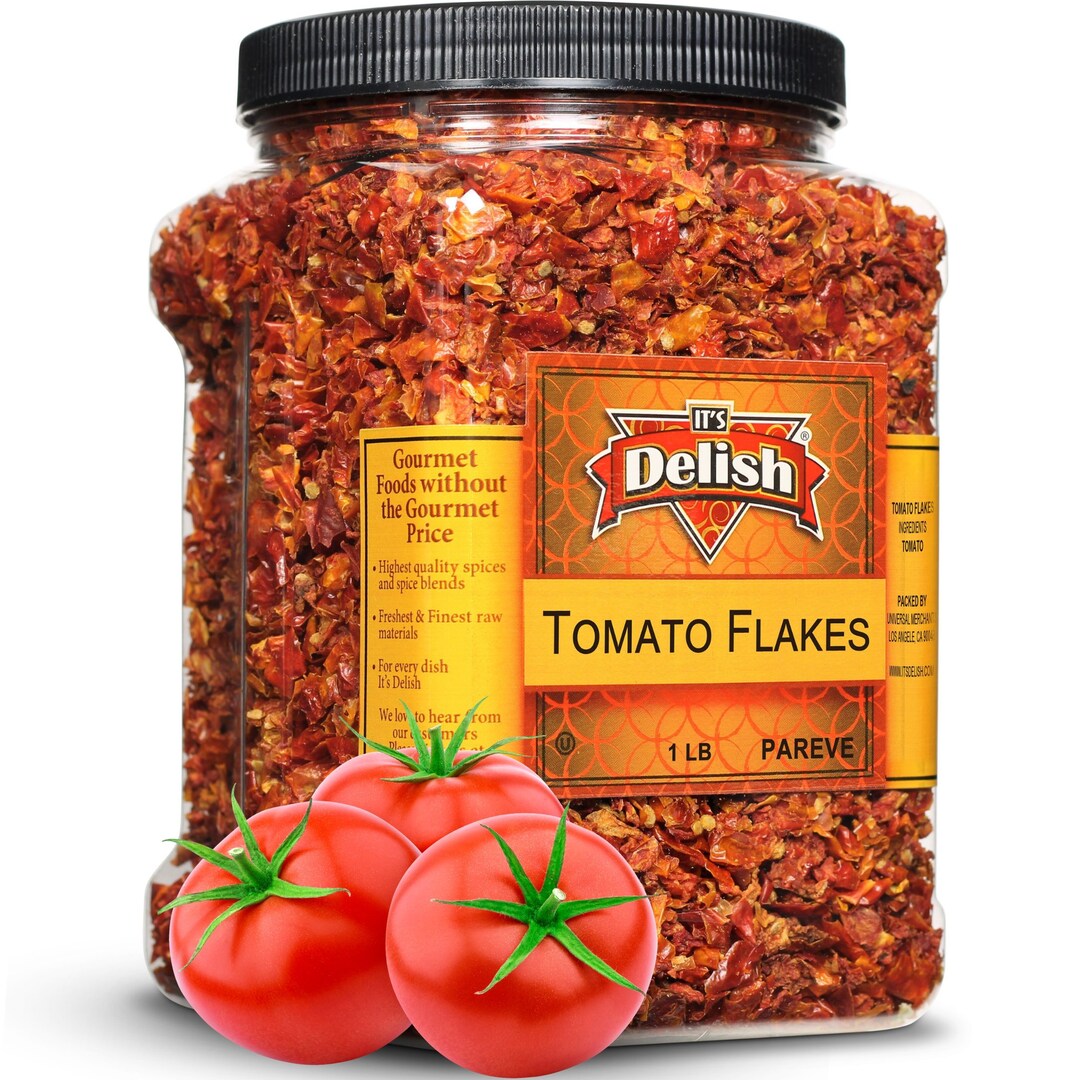 Premium Dried Tomato Flakes by Its Delish 16 OZ Jumbo Reusable