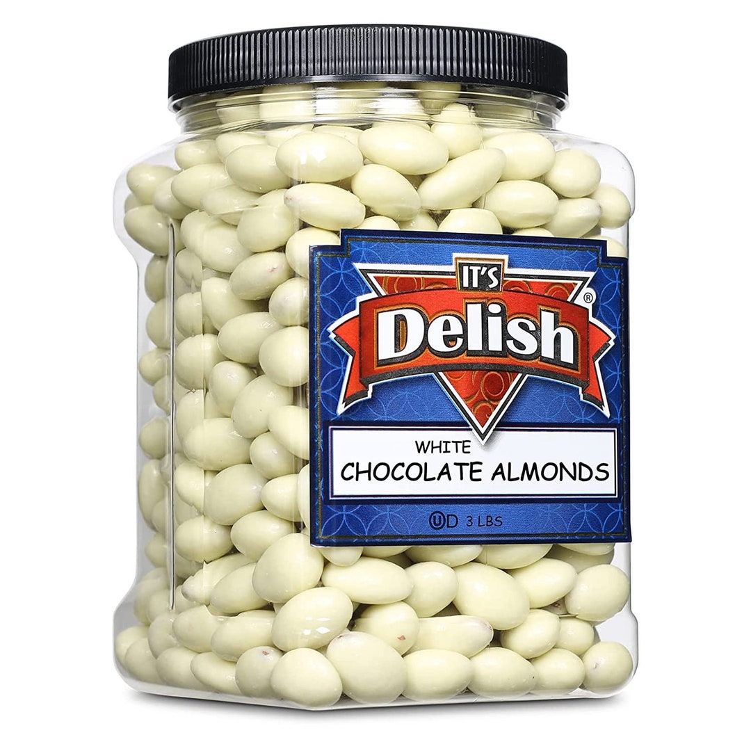 Gourmet White Chocolate Covered Almonds by Its Delish, 3 LBS Jumbo