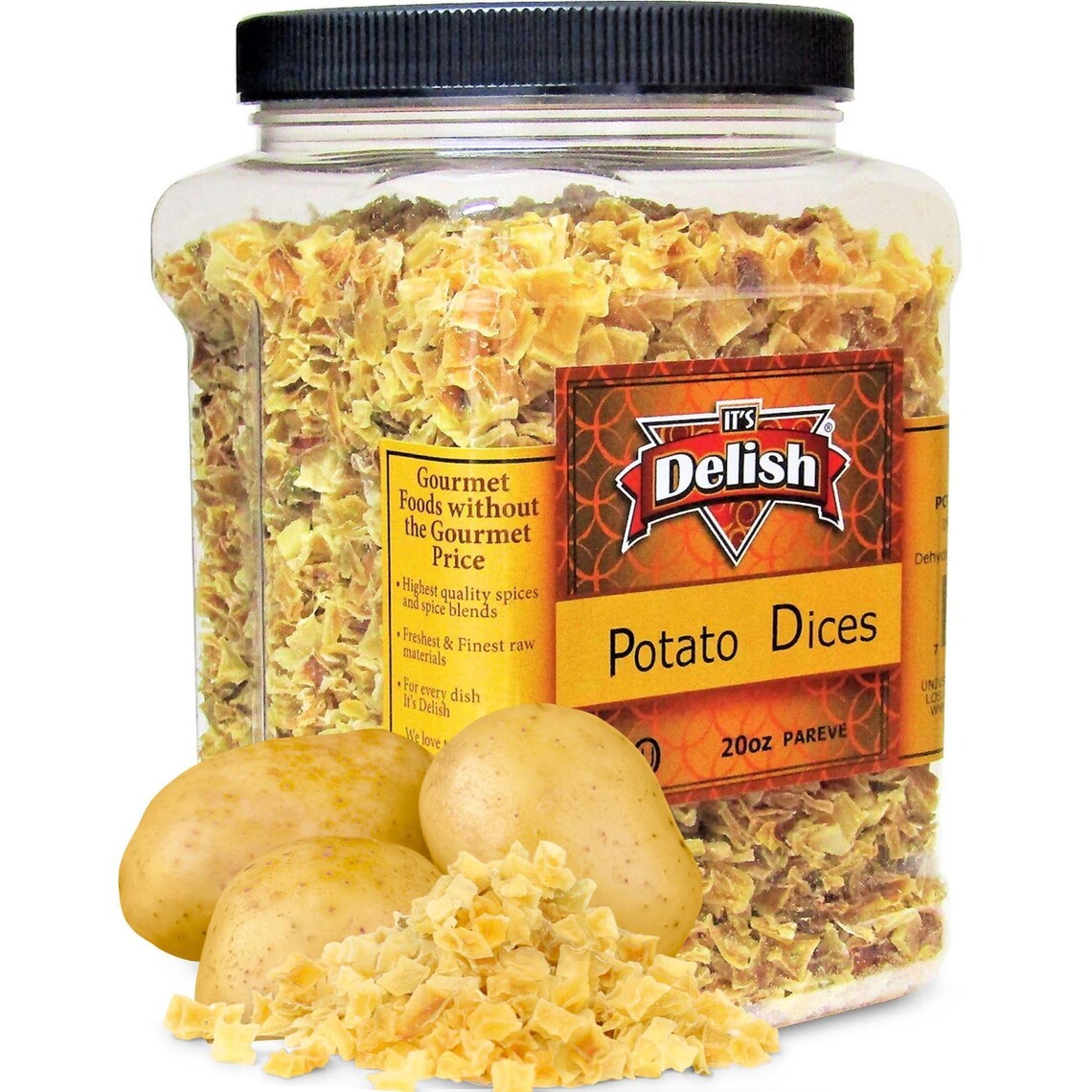 Gourmet Dehydrated Potato Dices by Its Delish, 20 Oz Jumbo Reusable ...