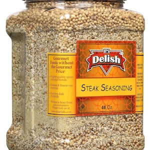 Steak Seasoning by It&#39;s Delish, 48 OZ Jumbo Container | Gourmet Bulk Spices and Beef Dry Rub for Grilling Meat, Ribs, Chicken, Hamburger...