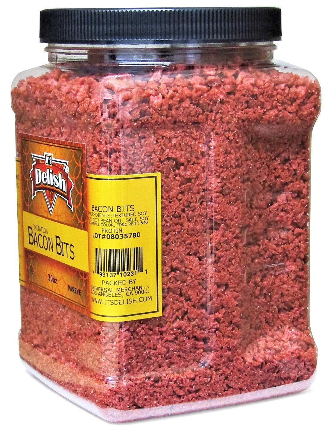 Imitation Bacon Bits by Its Delish, 30 Oz Jumbo Reusable Container
