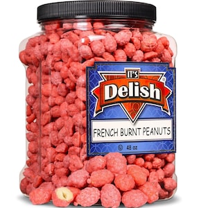 French Burnt Peanuts by Its Delish, 2.5 lbs Jumbo Container  Premium Quality, Fresh & Crunchy Candy Coated Peanuts Vegan, Kosher, Made in...