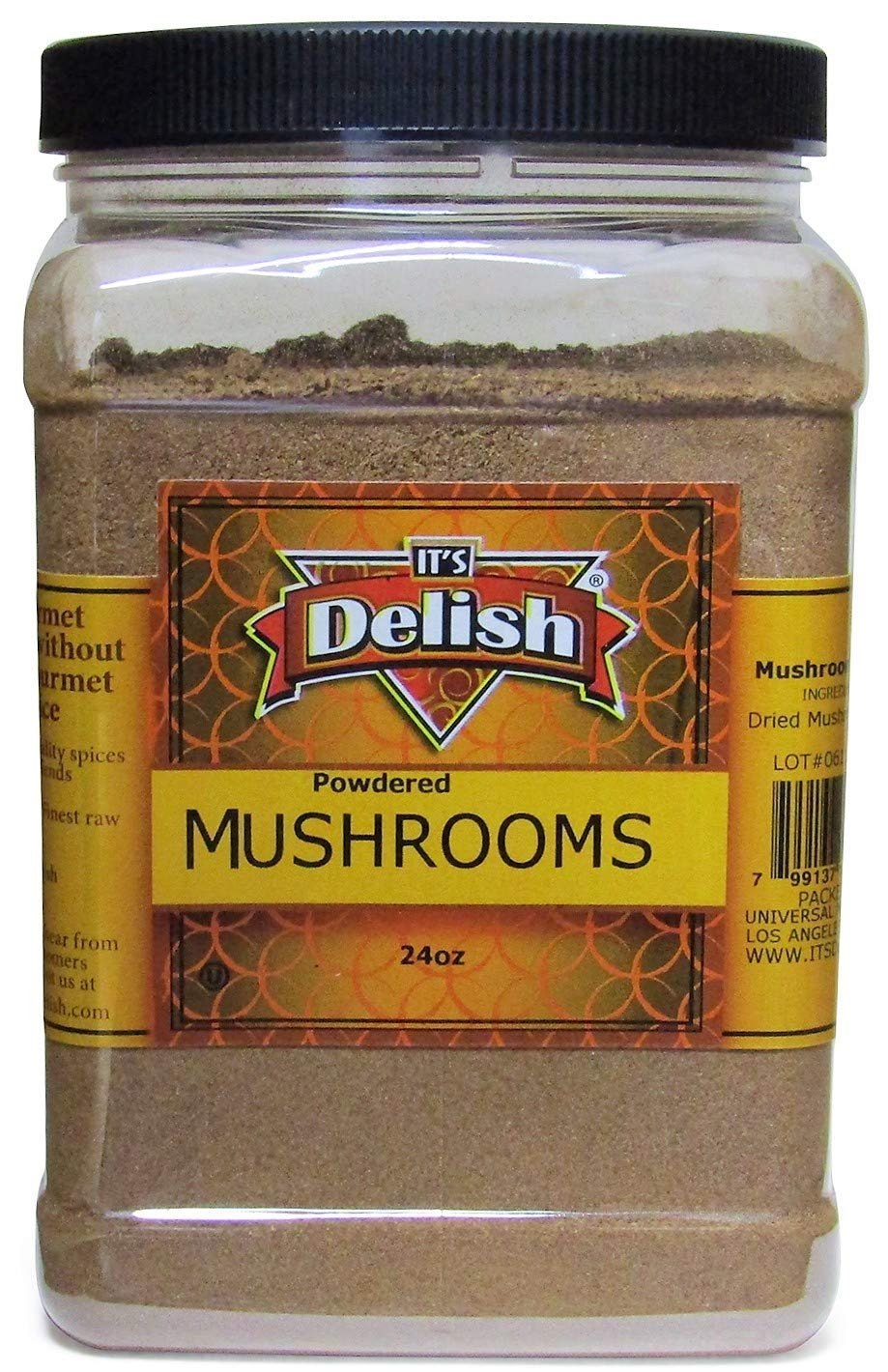 Ground Dried Mushroom Powder by Its Delish, 24 OZ Jumbo Container Dark