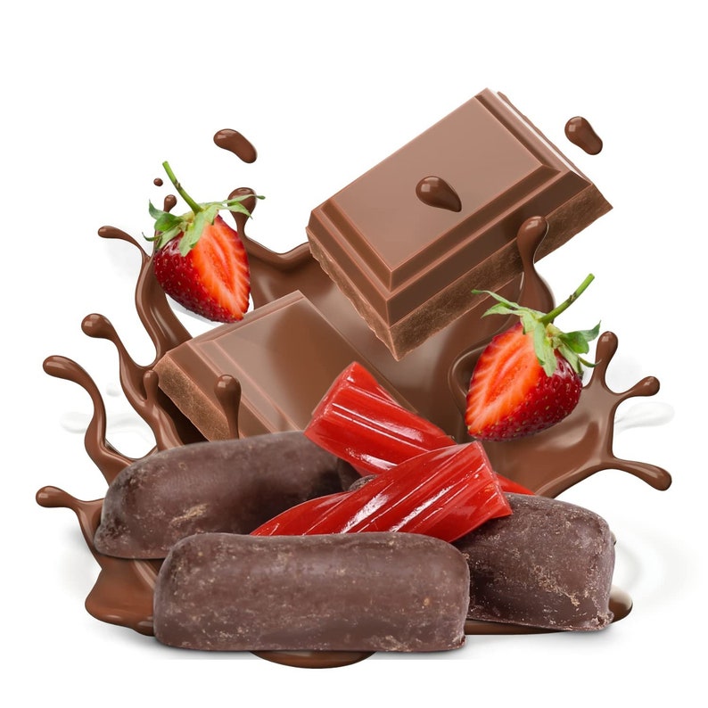 Trocitos de regaliz de fresa cubiertos de chocolate de Its Delish, 10 libras imagen 2