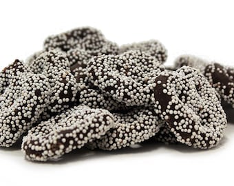 Gourmet Dark Chocolate Covered Pretzels with White Nonpareil by Its Delish