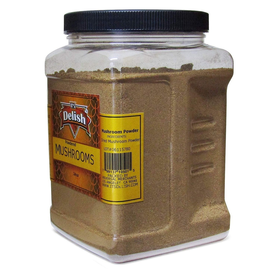 Ground Dried Mushroom Powder by Its Delish, 24 OZ Jumbo Container Dark