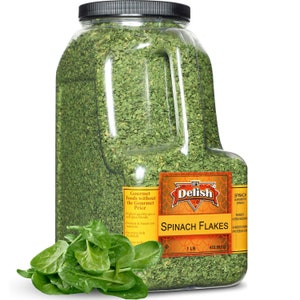 Gourmet Chopped Dried Spinach Flakes by Its Delish, 1 lb Bulk Restaurant Gallon Size Container Jug with Handle – Premium Natural...