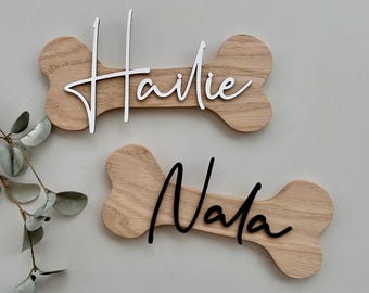 Personalized dog name tag {Best Buddy}, wood