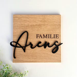 Personalized door sign {Family} made of oak | for outdoors | outside