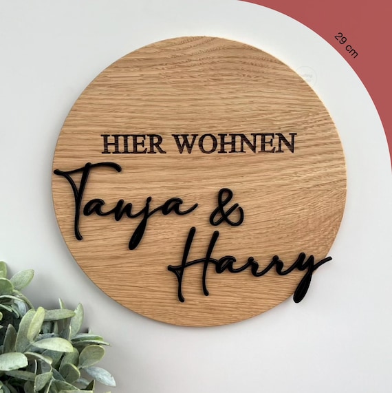 Personalisiertes Rundschild Aus Holz – Selbst Gestalten Mit Foto, Text Oder Logo Für Haus, Garten Oder Als Geschenk (30 Cm)
