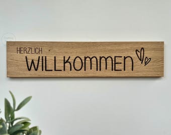 Welcome sign {Welcome} Oak door sign