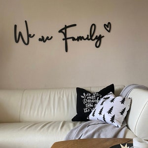 Black wooden lettering We are Family wall decoration to match photo collage image 5
