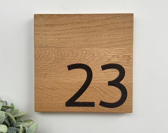 House number made of oak {number plate} front door wood, house number plate {H5}