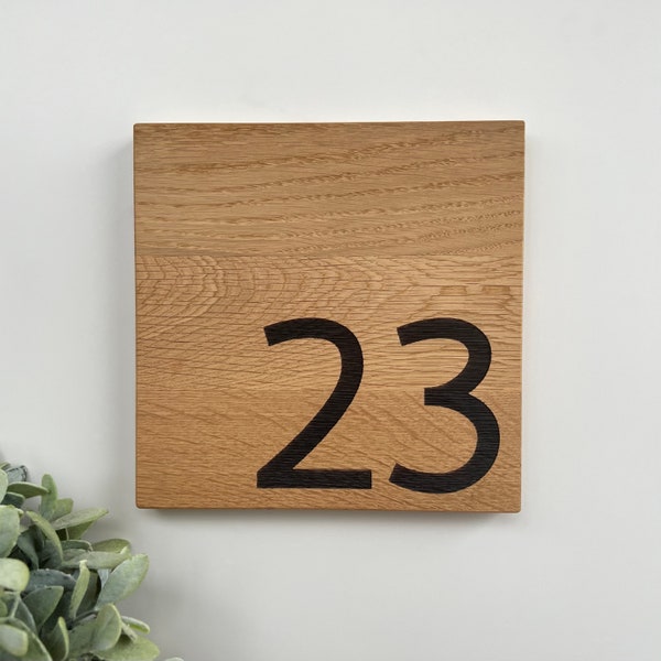 Numero civico in legno di quercia {numero targa} porta d'ingresso in legno, targa numero civico {H5}