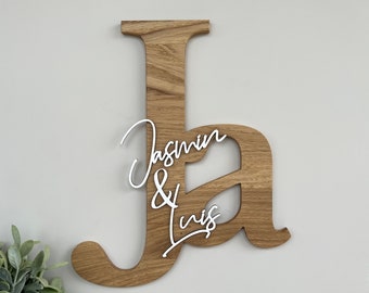 Personalized wedding gift {YES} made of wood - name plate