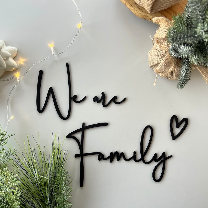 Black wooden lettering We are Family wall decoration to match photo collage image 1