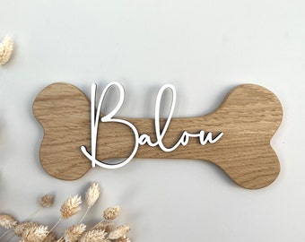 Placa con nombre para perro {Best Buddy} personalizada, madera