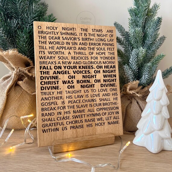 Weihnachts-Holzschild Mit Ständer – 10,2 X 10,2 Cm, Rustikale Bauernhaus-Deko | Christliche Weihnachtsdekoration Für Tisch & Regal