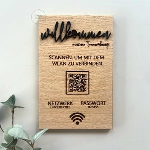 WLAN-bord van hout {QR-CODE-bord} aanpasbaar, internettoegang