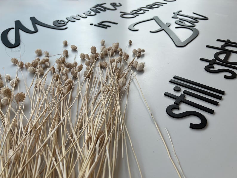 Wandspruch {Momente, in denen die Zeit still steht} 3D Text - Wandtattoo, Seitenansicht