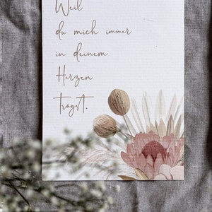 Tarjeta del Día de la Madre con amor {Porque siempre me llevas en tu corazón} Postal, regalo personal, saludo del Día de la Madre