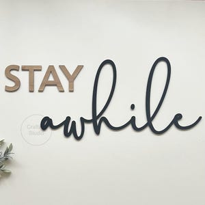 Wall saying entrance {stay awhile} saying made of wood, hallway, entrance area decoration