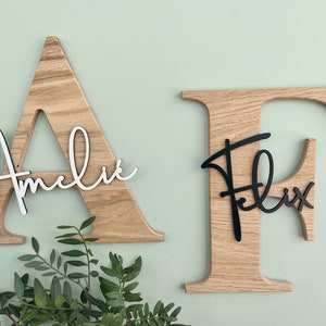Letrero de puerta de roble {placa de nombre} regalo para el nacimiento, decoración de la pared de la habitación de los niños puerta de la habitación de los niños