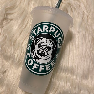 Starpugs Pug Coffee Cold Cup Venti Tumbler w/ Straw