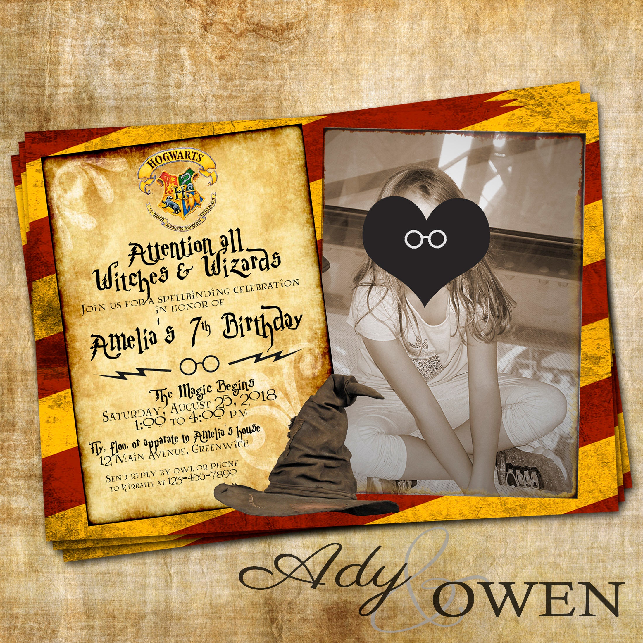Harry Potter Birthday Party Invitation with Photo Etsy