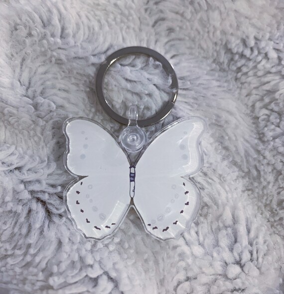White Butterfly Keychain Good Luck Symbol Etsy