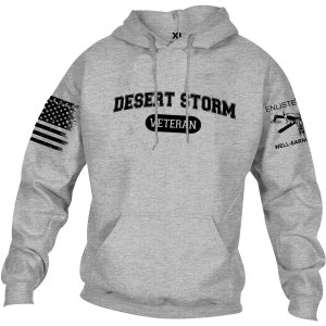 DESERT STORM, Enlisted Ranks graphic hoodie, Oxford Gray