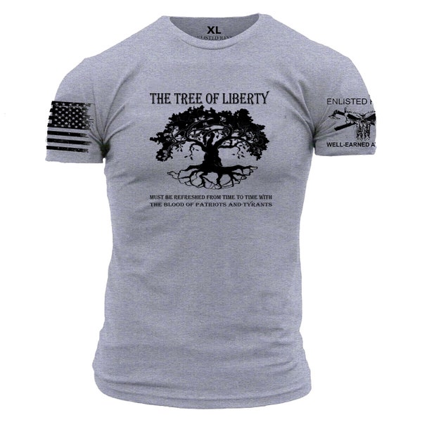 TREE OF LIBERTY, Enlisted Ranks graphic t-shirt, Heather Grey, Black Ink