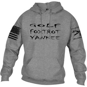 GOLF, FOXTROT, YANKEE, Enlisted Ranks graphic Hoodie, Oxford Gray