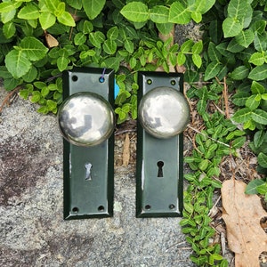 Pair Upcycled Vintage Antique Door Knob & Back Plate/Escutcheon _Curtain Tie Back_Coat, Purse, Scarf Rack_Wall Art_Shabby Chic Style