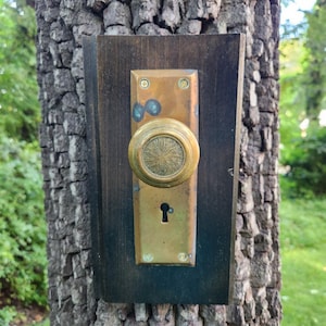 Upcycled Vintage Antique Door Knob & Back Plate/Escutcheon Coat, Purse, Scarf Rack, Wall Art, Shabby Chic Style