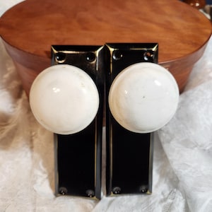 Pair Upcycled Vintage Antique Door Knob & Back Plate/Escutcheon _Curtain Tie Back_Coat, Purse, Scarf Rack_Wall Art_Shabby Chic Style