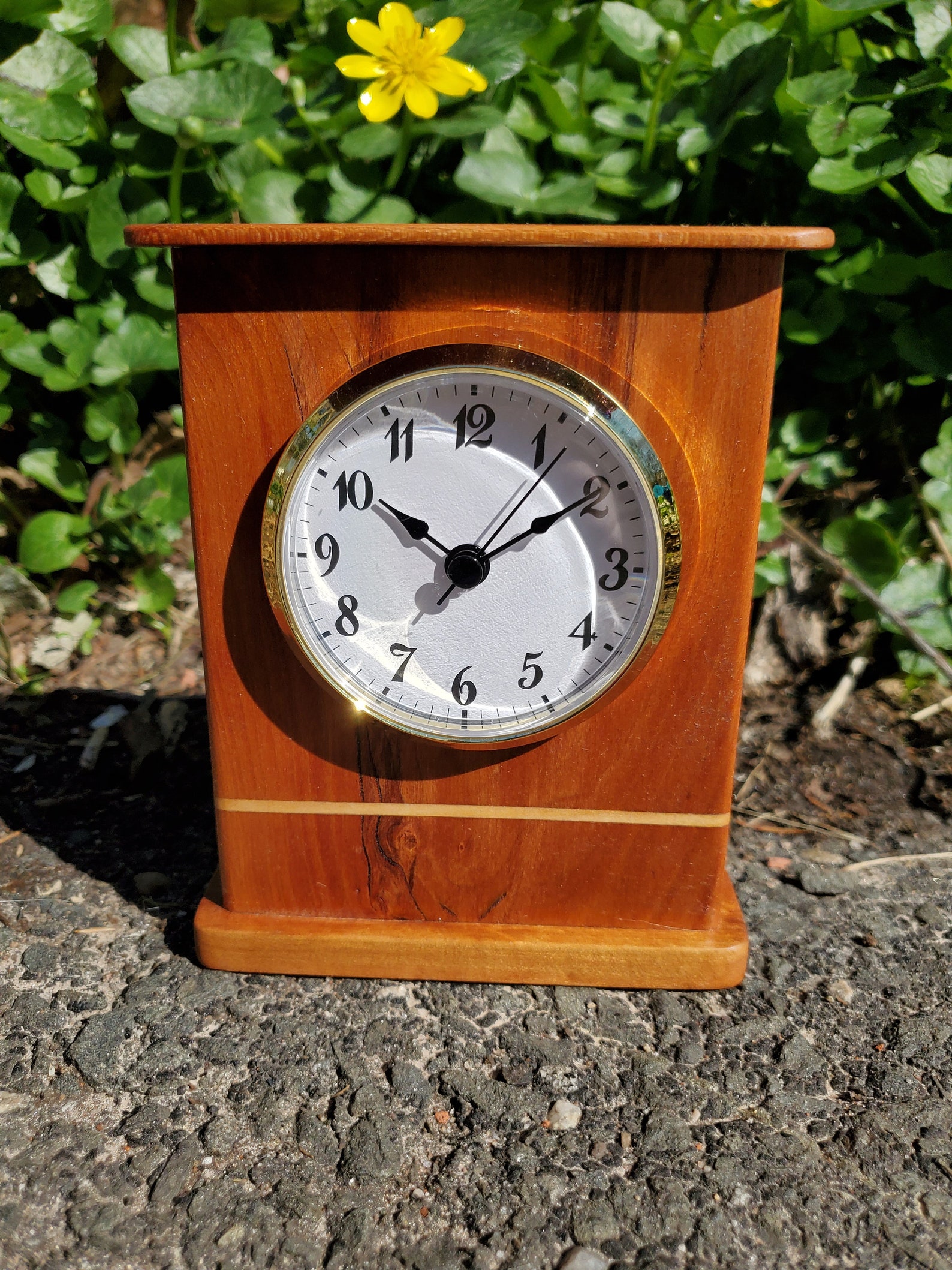 Cherry Solid Wood Clock with cherry sap wood inlay Etsy